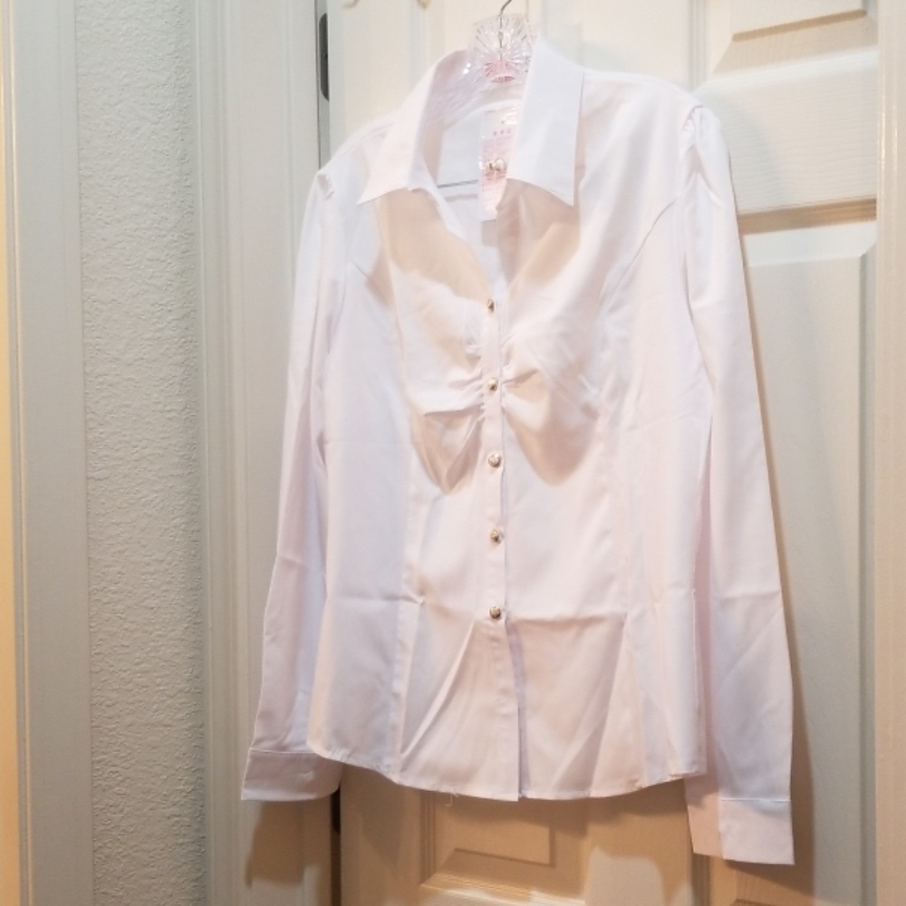 White blouse for work or formal wear.